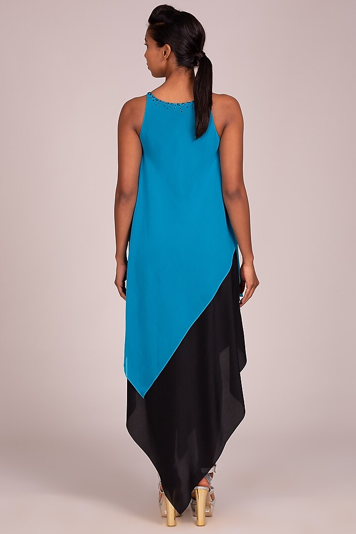 Turquoise Asymmetric Bias-Cut Dress by Wendell Rodricks at Pernia's Pop Up Shop