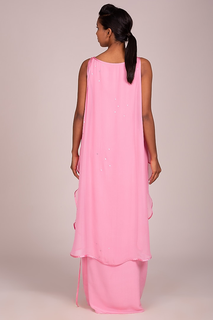 Pink Layered Sleeveless Dress by Wendell Rodricks at Pernia's Pop Up Shop