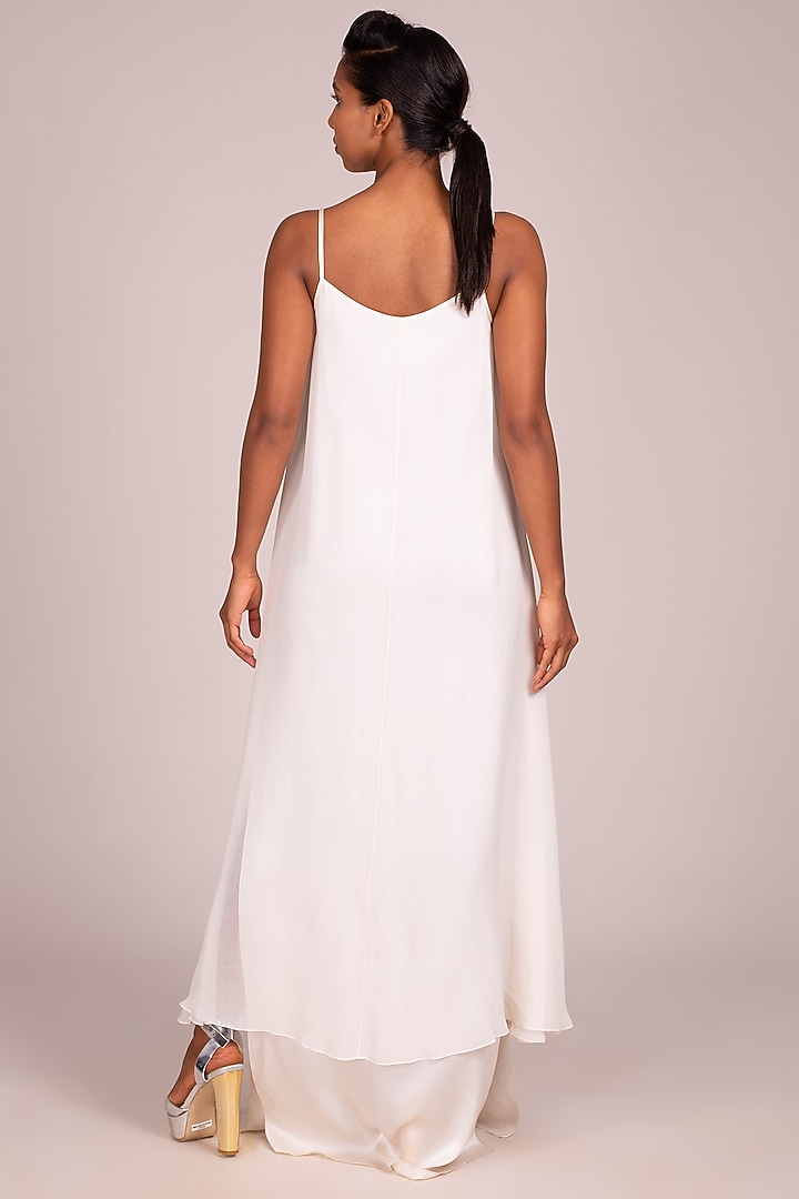 White Layered Strappy Gown by Wendell Rodricks at Pernia's Pop Up Shop