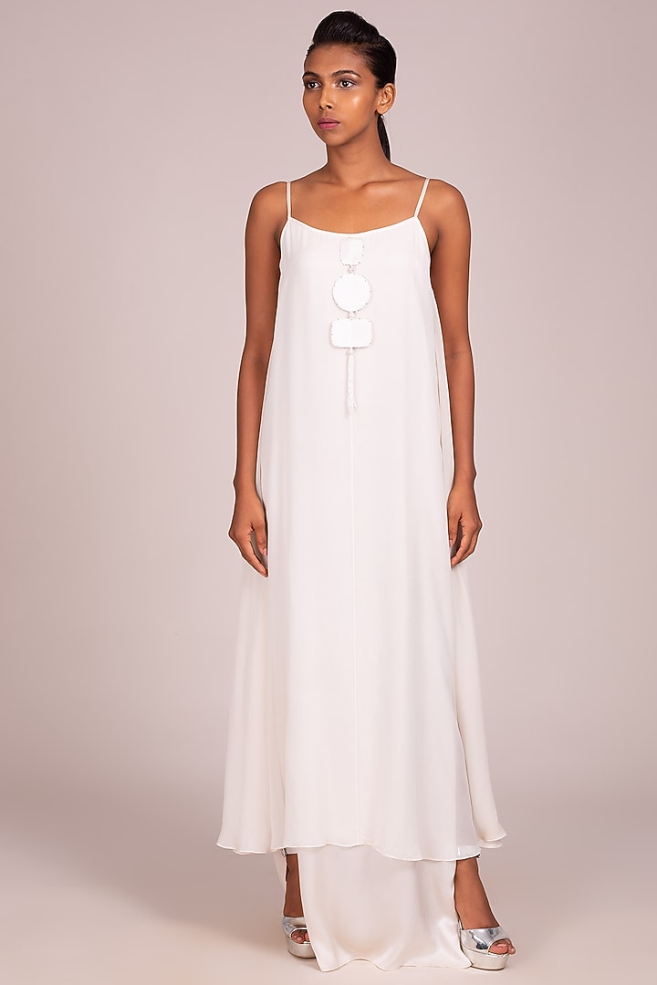 White Layered Strappy Gown by Wendell Rodricks at Pernia's Pop Up Shop