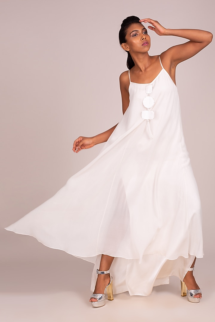 White Layered Strappy Gown by Wendell Rodricks at Pernia's Pop Up Shop