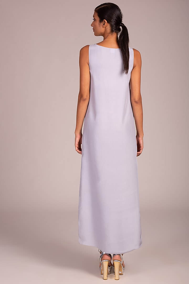 Light Grey Sleeveless Gown With Side Slits by Wendell Rodricks at Pernia's Pop Up Shop