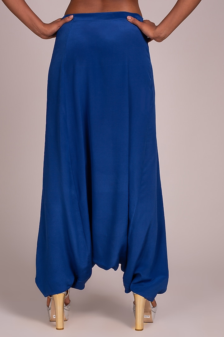 Blue Dhoti-Style Layered Pants by Wendell Rodricks at Pernia's Pop Up Shop