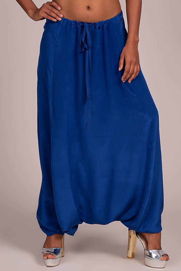 Blue Dhoti-Style Layered Pants by Wendell Rodricks at Pernia's Pop Up Shop