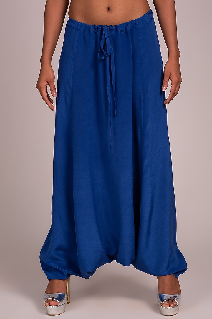 Blue Dhoti-Style Layered Pants by Wendell Rodricks at Pernia's Pop Up Shop