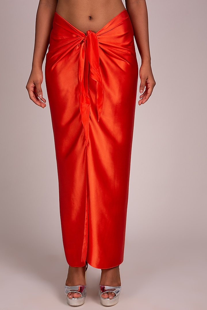 Orange Layered Sarong Skirt by Wendell Rodricks