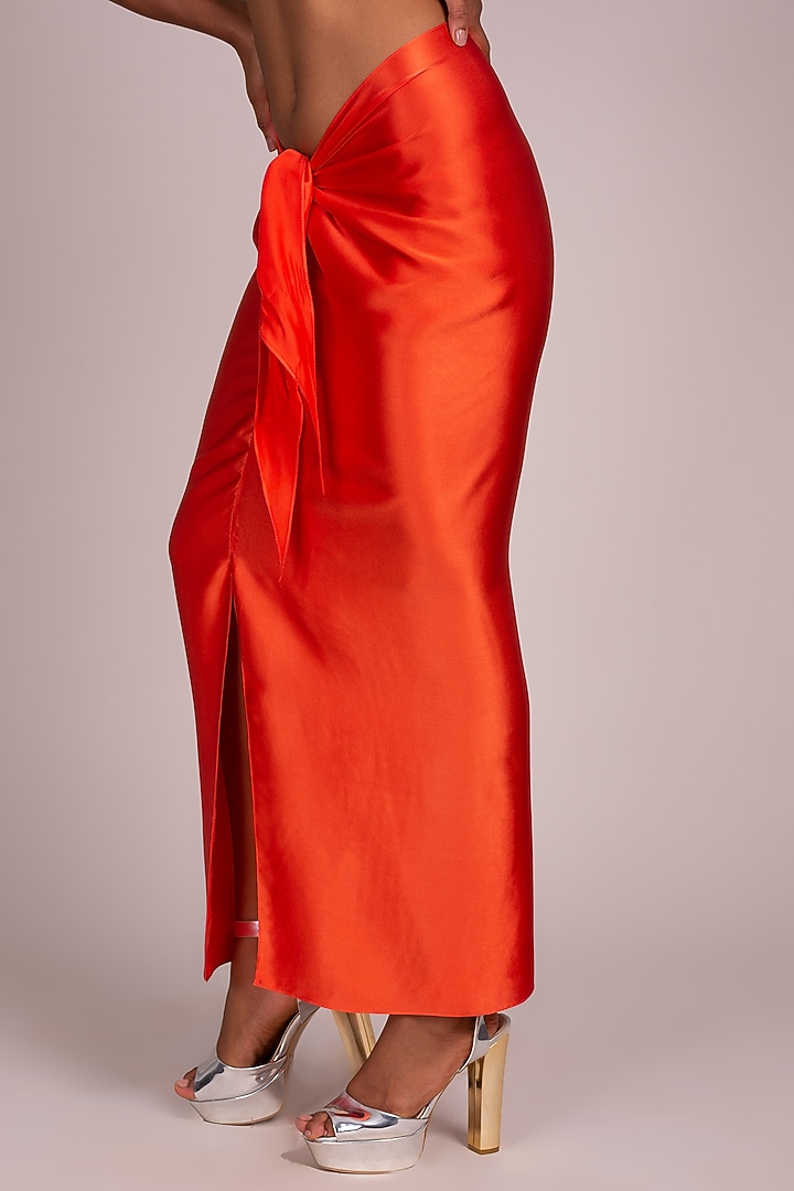Orange Layered Sarong Skirt by Wendell Rodricks at Pernia's Pop Up Shop