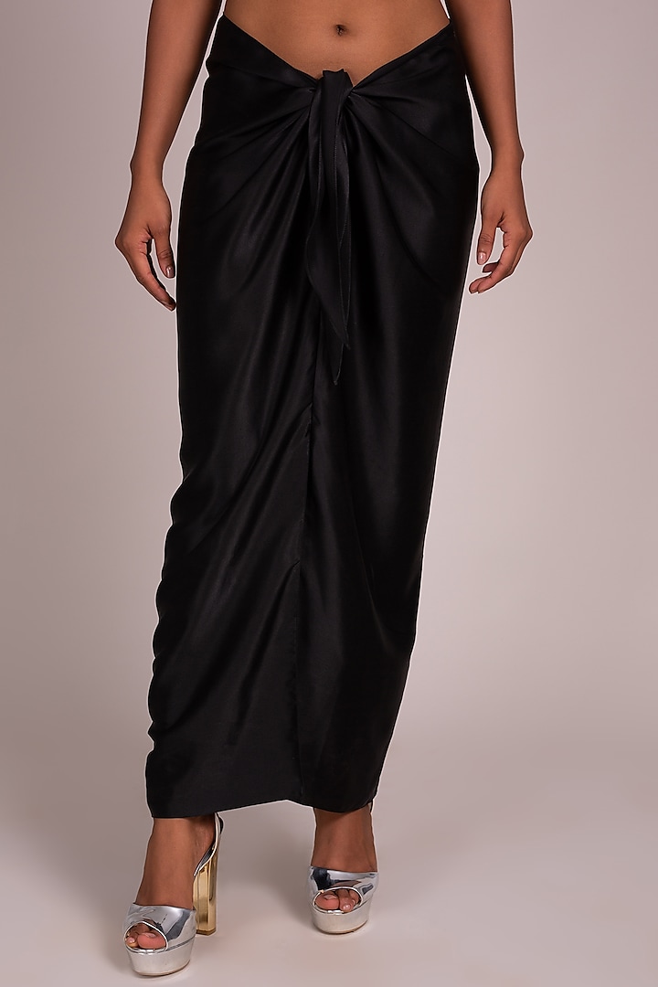 Black Layered Sarong Skirt by Wendell Rodricks
