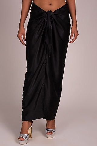 Black Layered Sarong Skirt by Wendell Rodricks