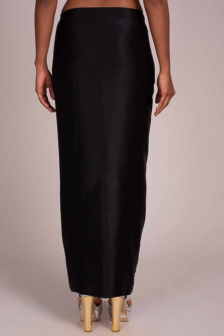 Black Layered Sarong Skirt by Wendell Rodricks at Pernia's Pop Up Shop