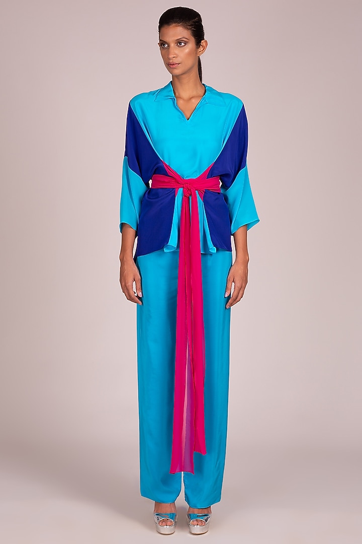 Turquoise Square Cut Top by Wendell Rodricks at Pernia's Pop Up Shop