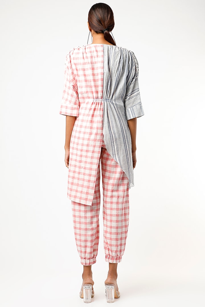 Blue & Red Striped Co-Ord Set by Wendell Rodricks at Pernia's Pop Up Shop