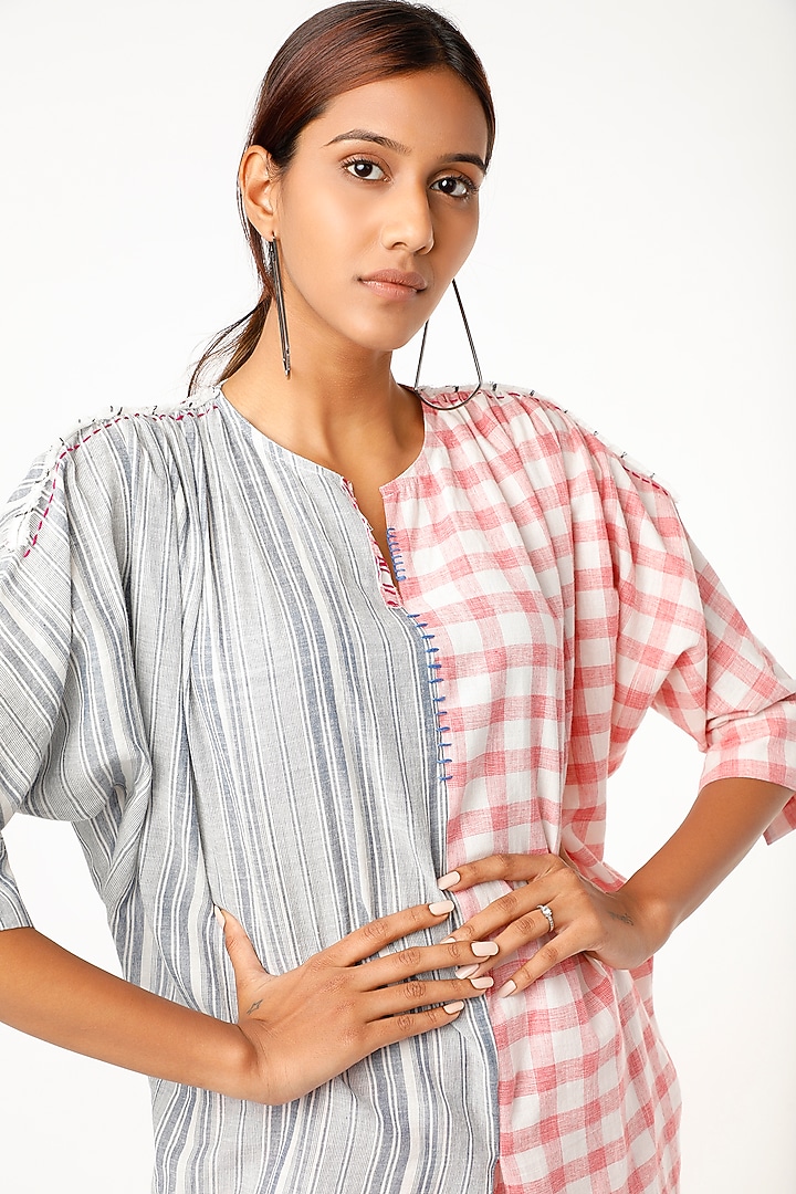 Blue & Red Striped Co-Ord Set by Wendell Rodricks at Pernia's Pop Up Shop