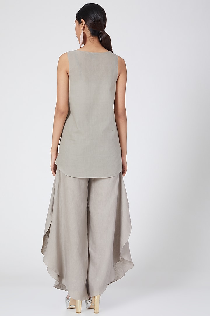Grey Cotton Co-Ord Set by Wendell Rodricks at Pernia's Pop Up Shop