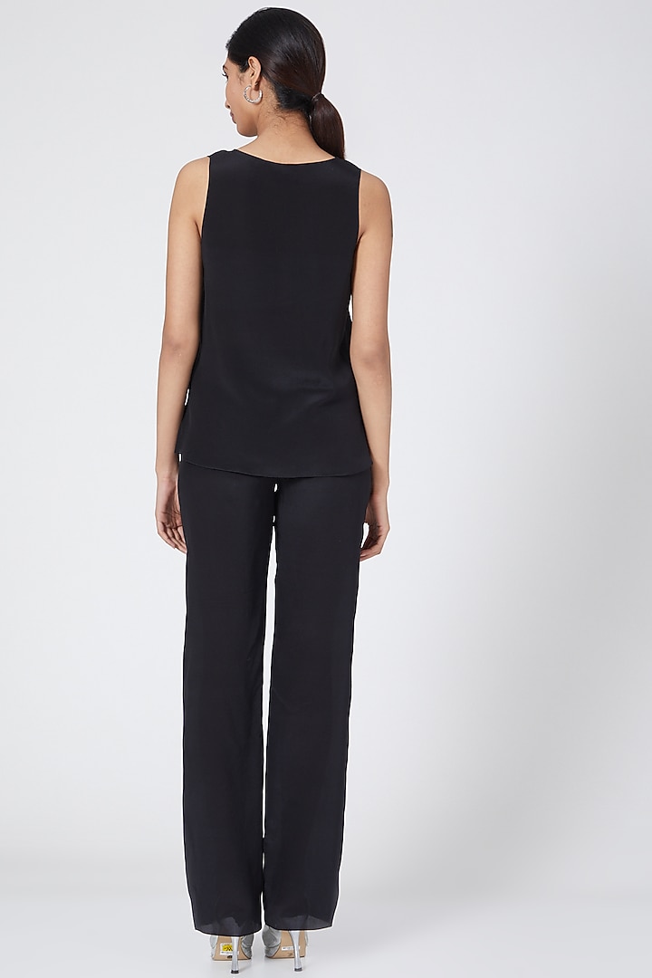 Black Silk Georgette Co-Ord Set by Wendell Rodricks at Pernia's Pop Up Shop