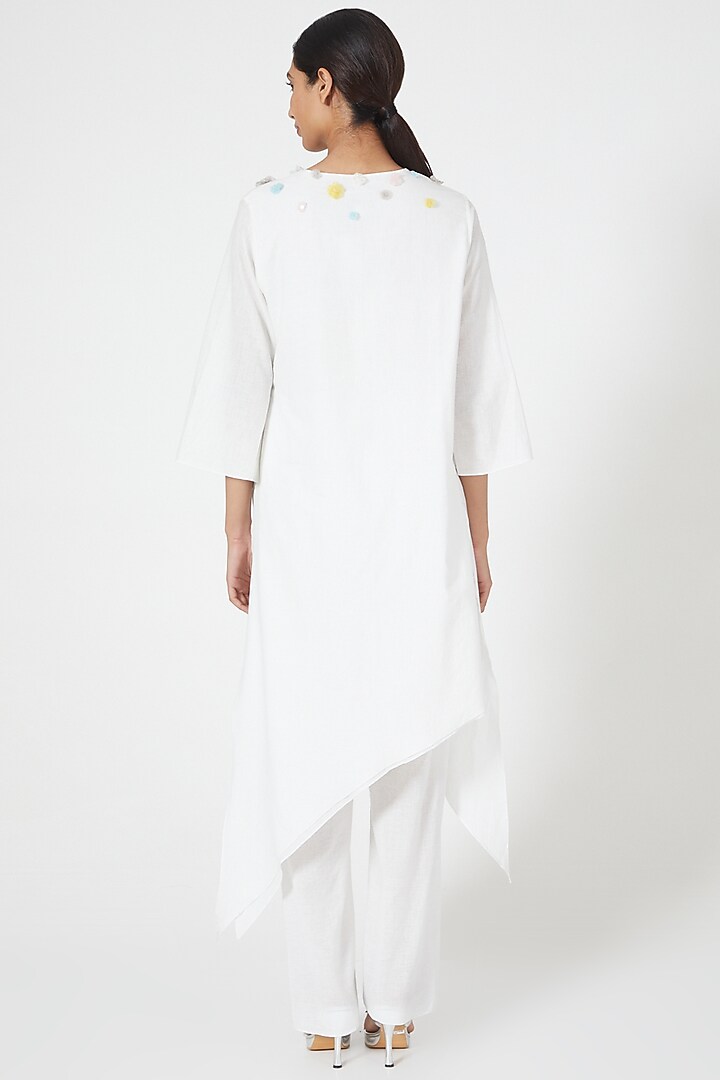 Ivory Cotton Wrap Tunic Set by Wendell Rodricks at Pernia's Pop Up Shop