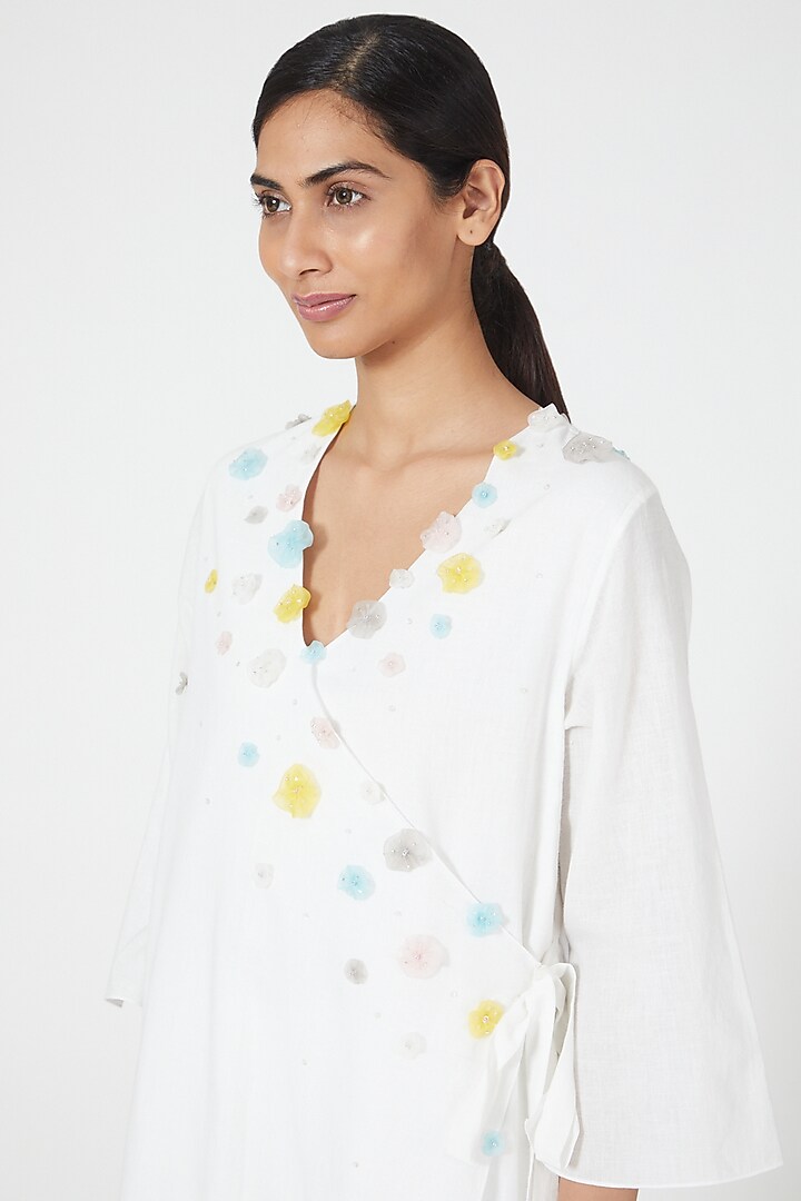 Ivory Cotton Wrap Tunic Set by Wendell Rodricks at Pernia's Pop Up Shop