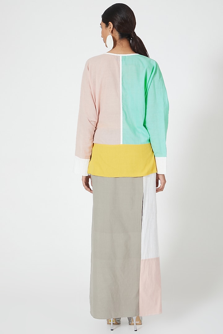 Multi-Colored Color Blocked Skirt Set by Wendell Rodricks at Pernia's Pop Up Shop
