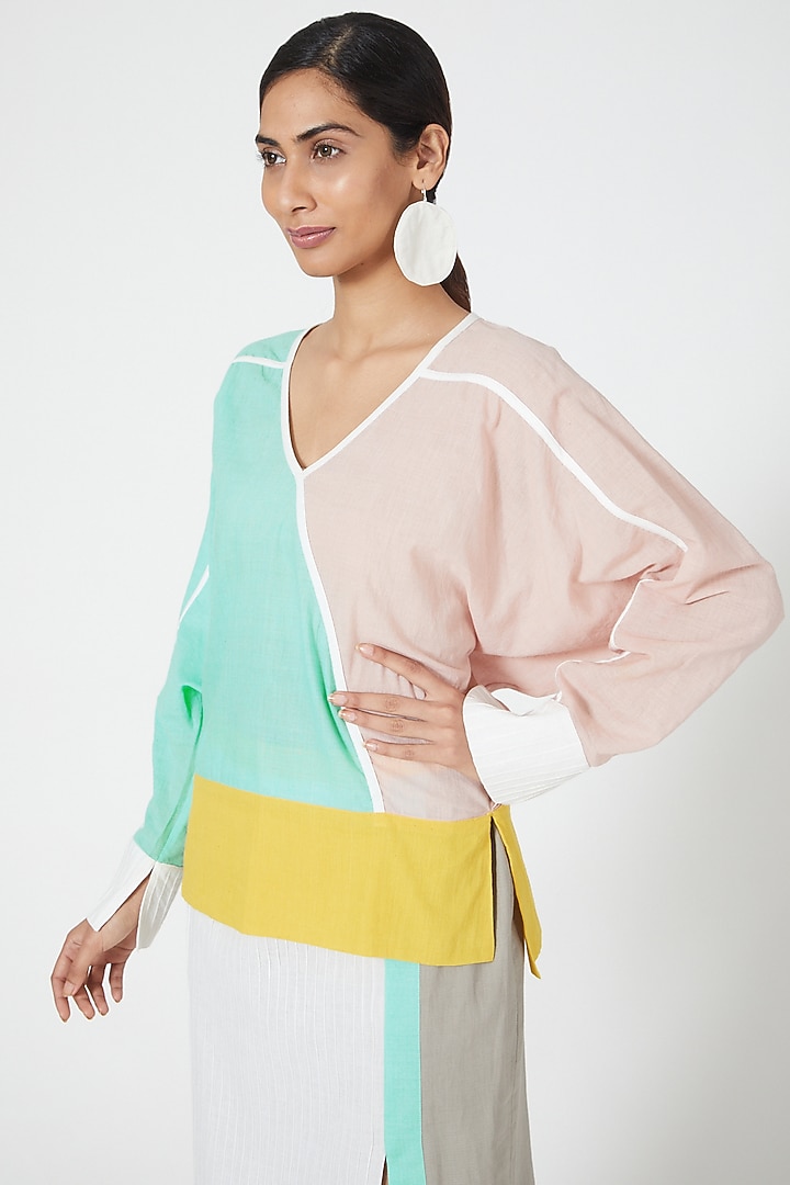 Multi-Colored Color Blocked Skirt Set by Wendell Rodricks at Pernia's Pop Up Shop
