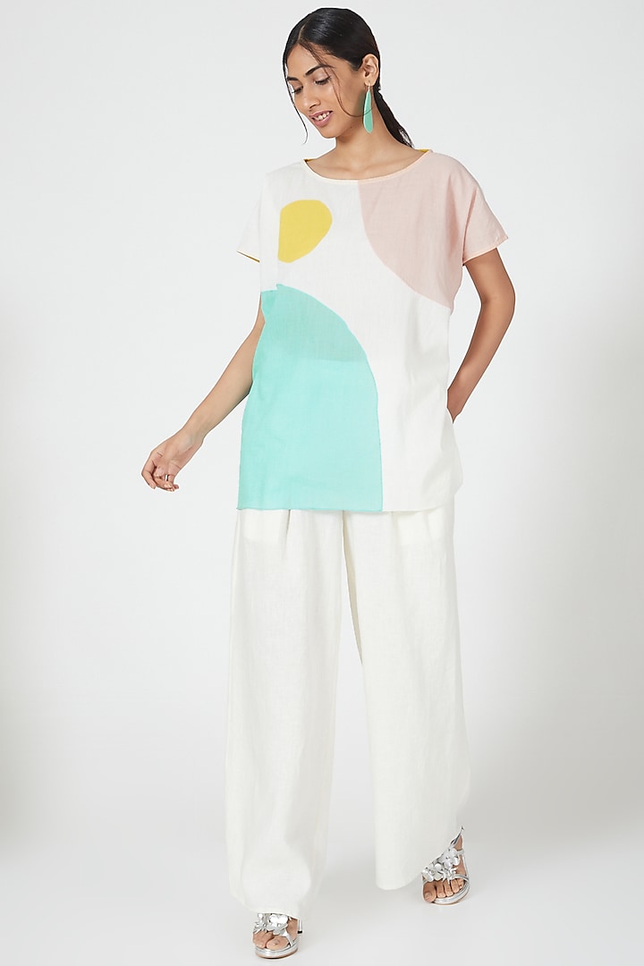 Multi-Colored Cotton Color-Block Co-Ord Set by Wendell Rodricks at Pernia's Pop Up Shop