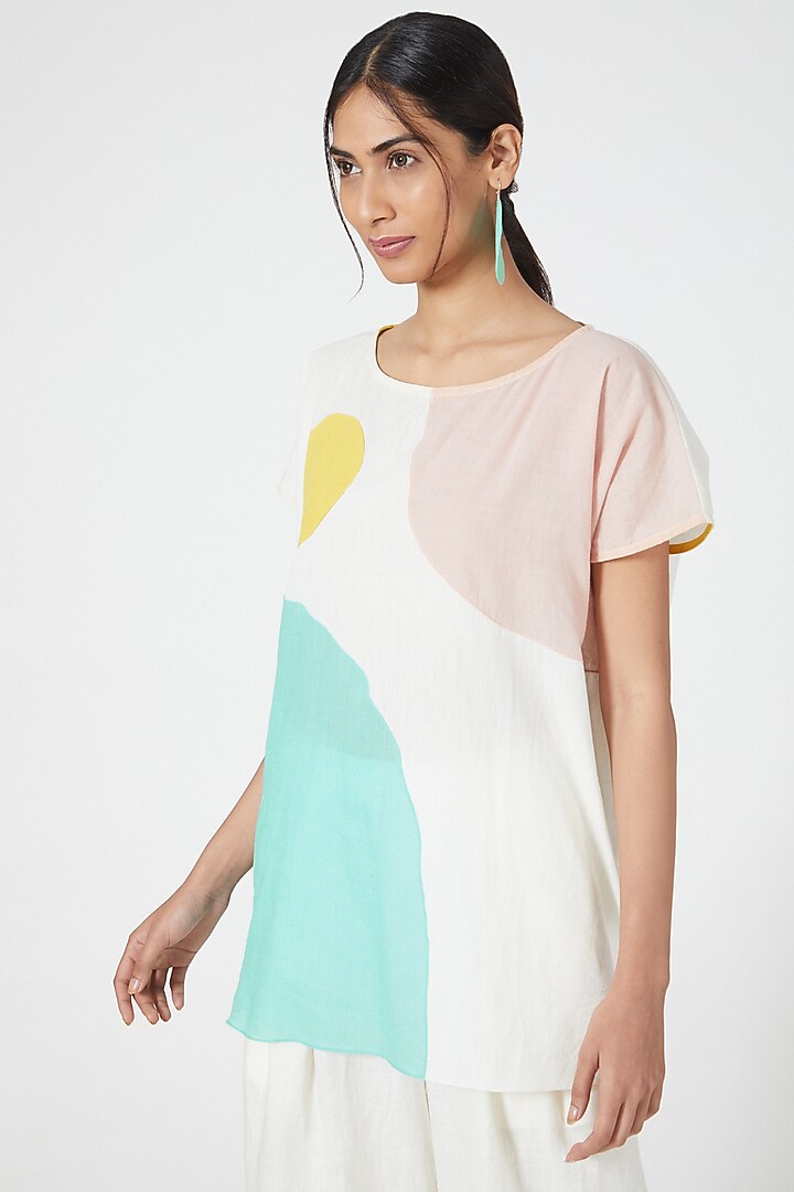 Multi-Colored Cotton Color-Block Co-Ord Set by Wendell Rodricks at Pernia's Pop Up Shop