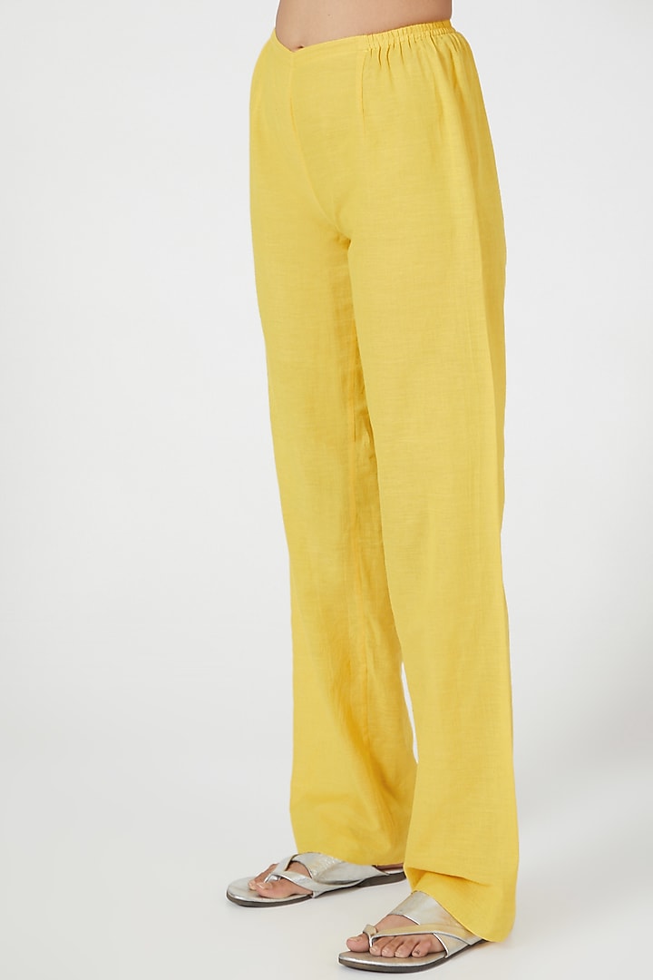 Yellow Linen Tunic Set by Wendell Rodricks at Pernia's Pop Up Shop