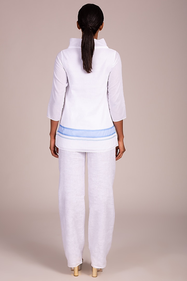 White Co-Ord Set In Mundu by Wendell Rodricks at Pernia's Pop Up Shop