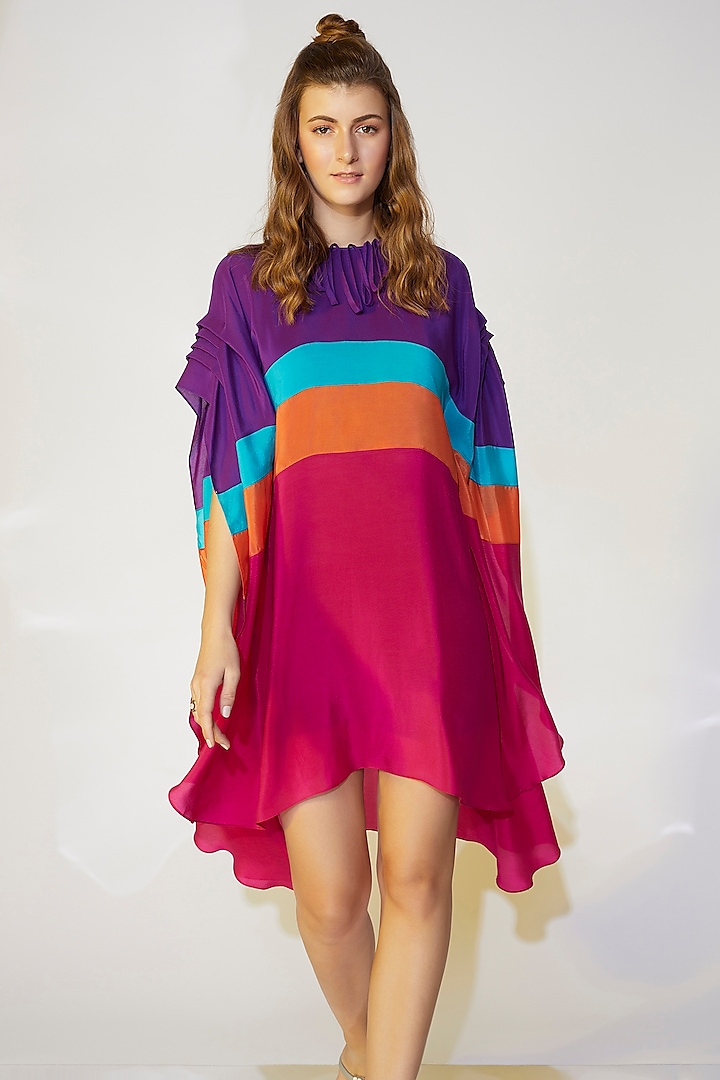 Purple & Fuchsia High-Low Kaftan by Wendell Rodricks