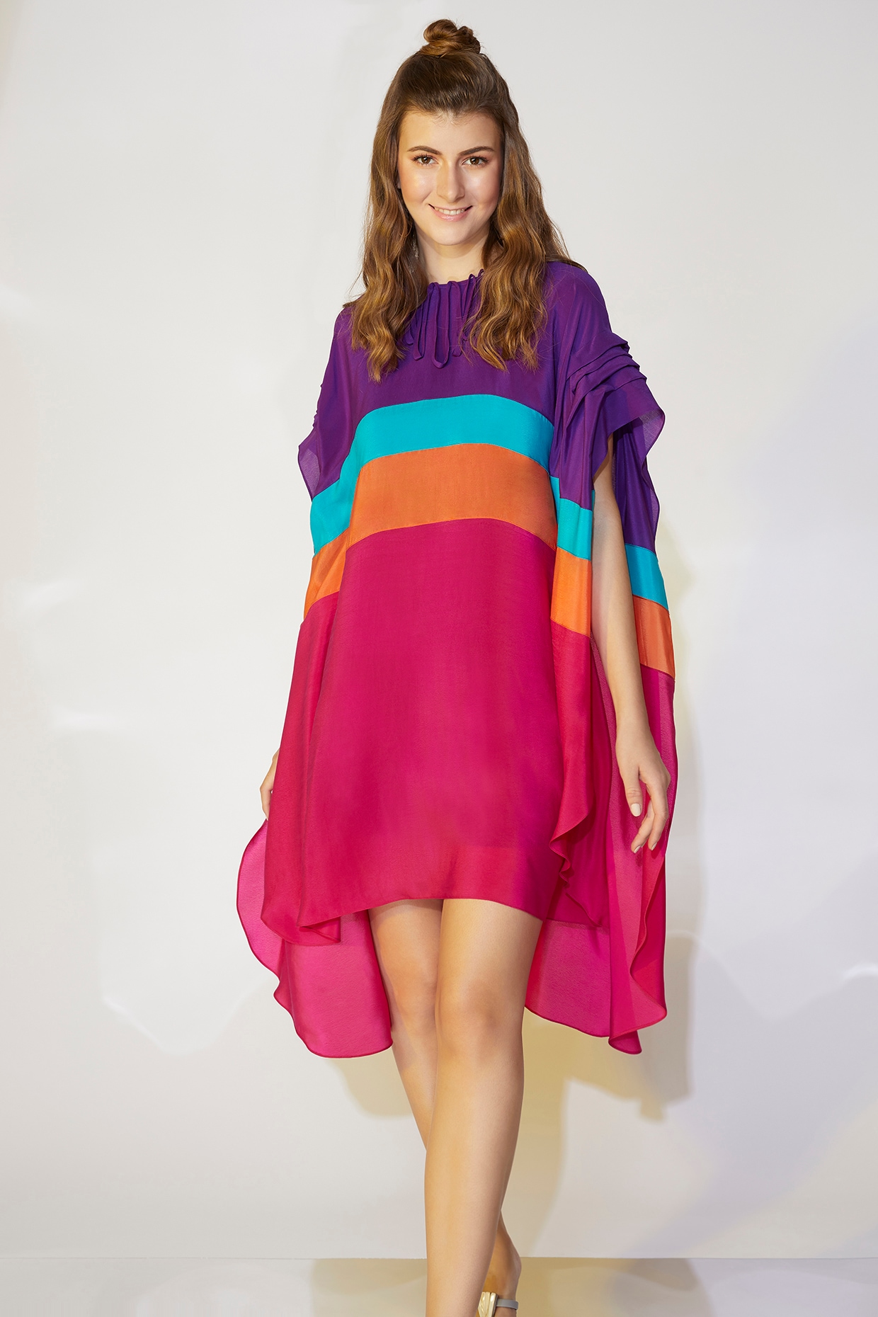 Purple Fuchsia High Low Kaftan Design by Wendell Rodricks at