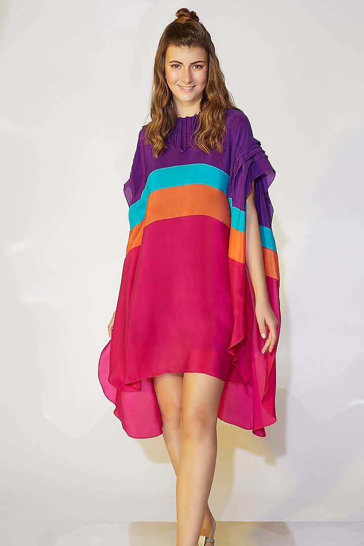 Purple & Fuchsia High-Low Kaftan by Wendell Rodricks at Pernia's Pop Up Shop