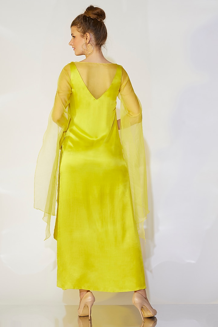 Lime-Yellow Wrap Tie-Up Gown by Wendell Rodricks at Pernia's Pop Up Shop