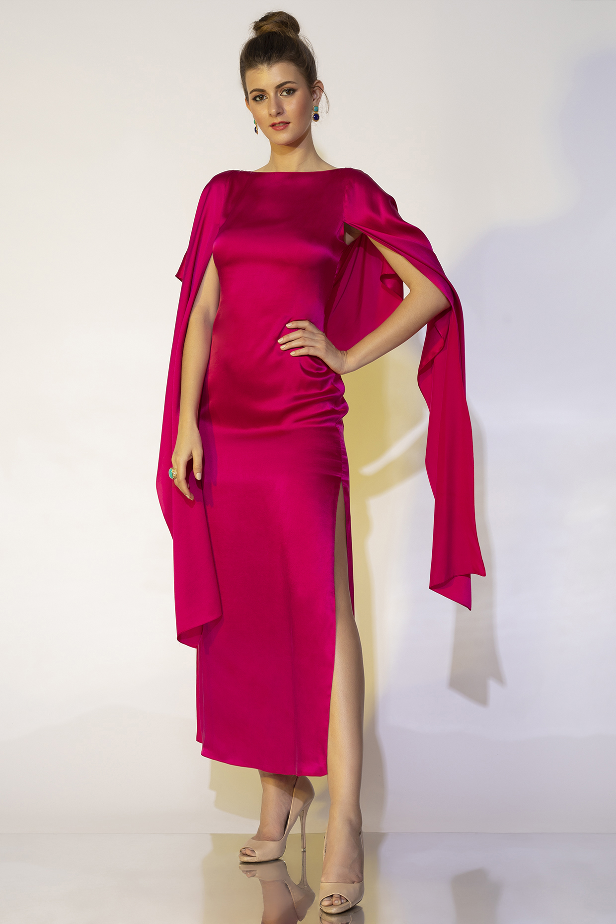 Fuchsia Cowl Back Gown by Wendell Rodricks at Pernia's Pop Up Shop