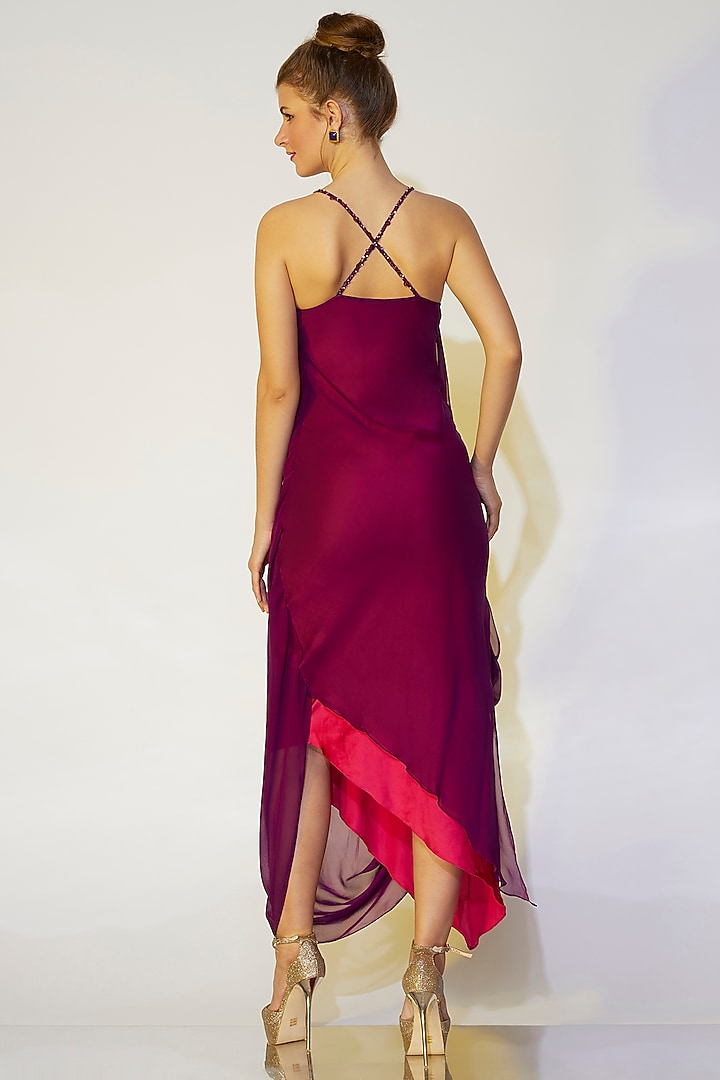 Purple Cowl Draped Gown by Wendell Rodricks at Pernia's Pop Up Shop