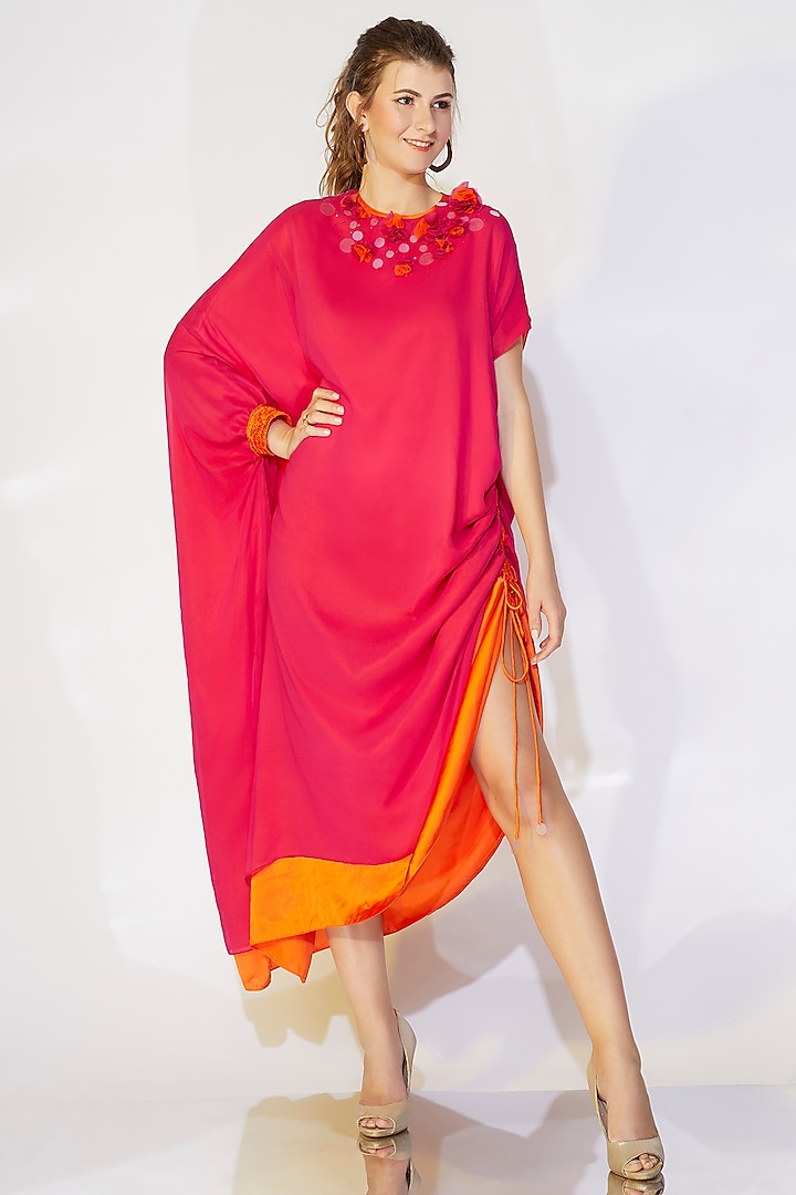 Fuchsia Layered Kaftan by Wendell Rodricks at Pernia's Pop Up Shop