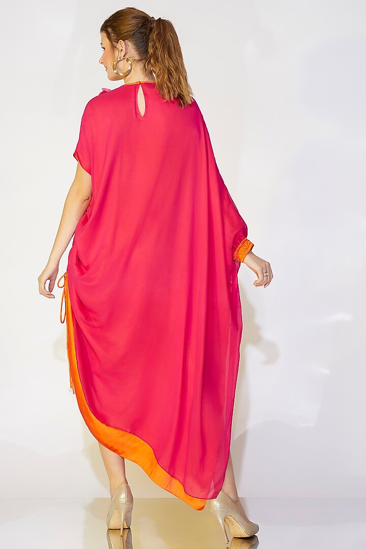 Fuchsia Layered Kaftan by Wendell Rodricks at Pernia's Pop Up Shop