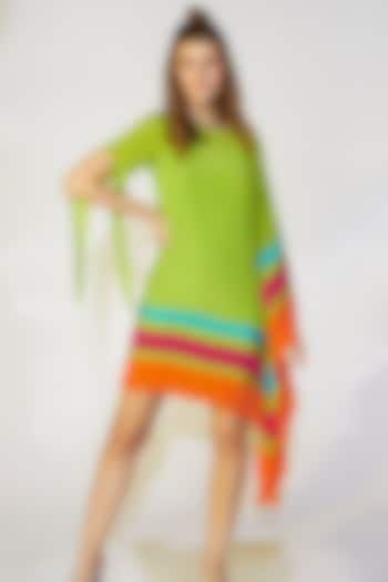 Neon Green Kaftan With Colour-Blocked Hem by Wendell Rodricks at Pernia's Pop Up Shop