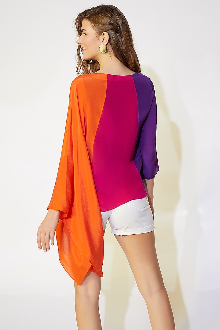 Fuchsia Triadic Top With Kaftan Sleeve by Wendell Rodricks at Pernia's Pop Up Shop