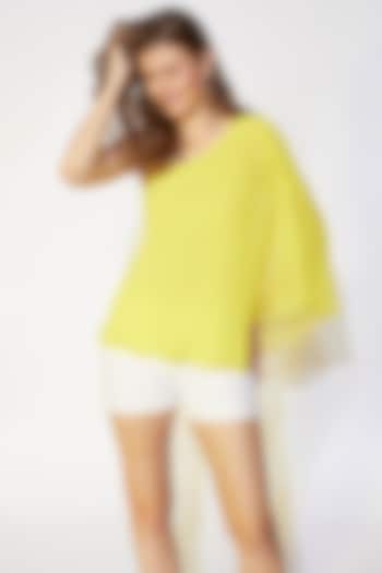 Lime-Yellow One-Shoulder Top by Wendell Rodricks