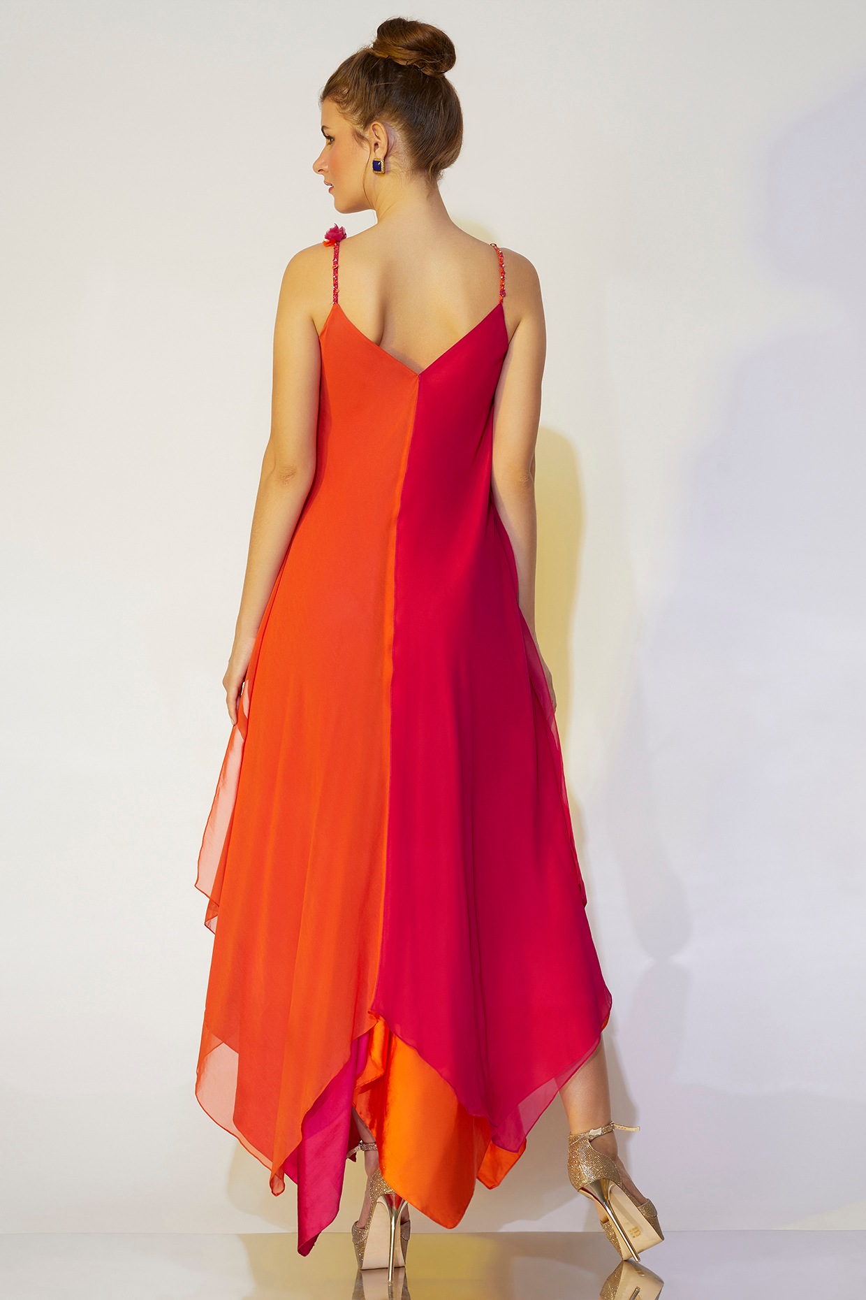 Fuschia Orange Asymmetrical Gown by Wendell Rodricks at Pernia s Pop Up Shop 2024