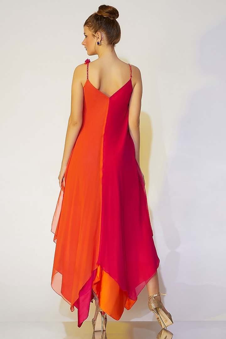Fuschia & Orange Asymmetrical Gown by Wendell Rodricks at Pernia's Pop Up Shop