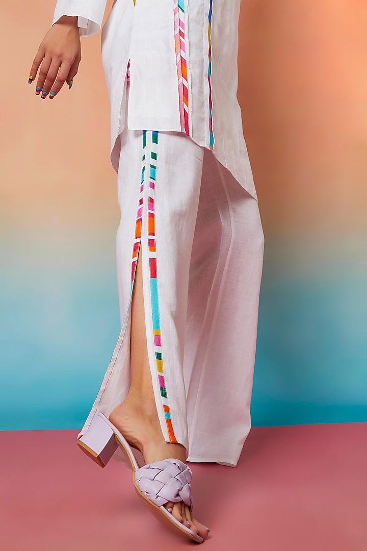 White Side Striped With Slit Pants by Wendell Rodricks at Pernia's Pop Up Shop