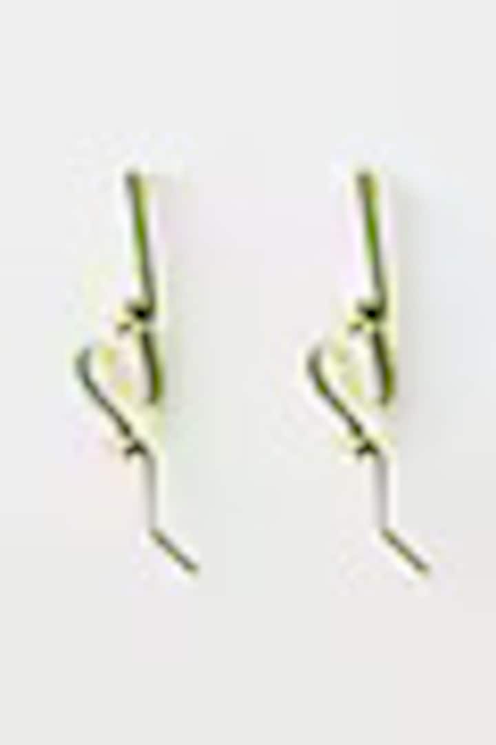 Gold Micro Plated Green Enameled Earrings by Wendell Rodricks at Pernia's Pop Up Shop