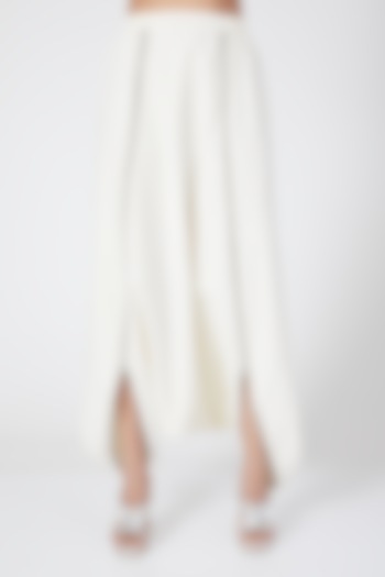 White Cotton Draped Pants by Wendell Rodricks at Pernia's Pop Up Shop