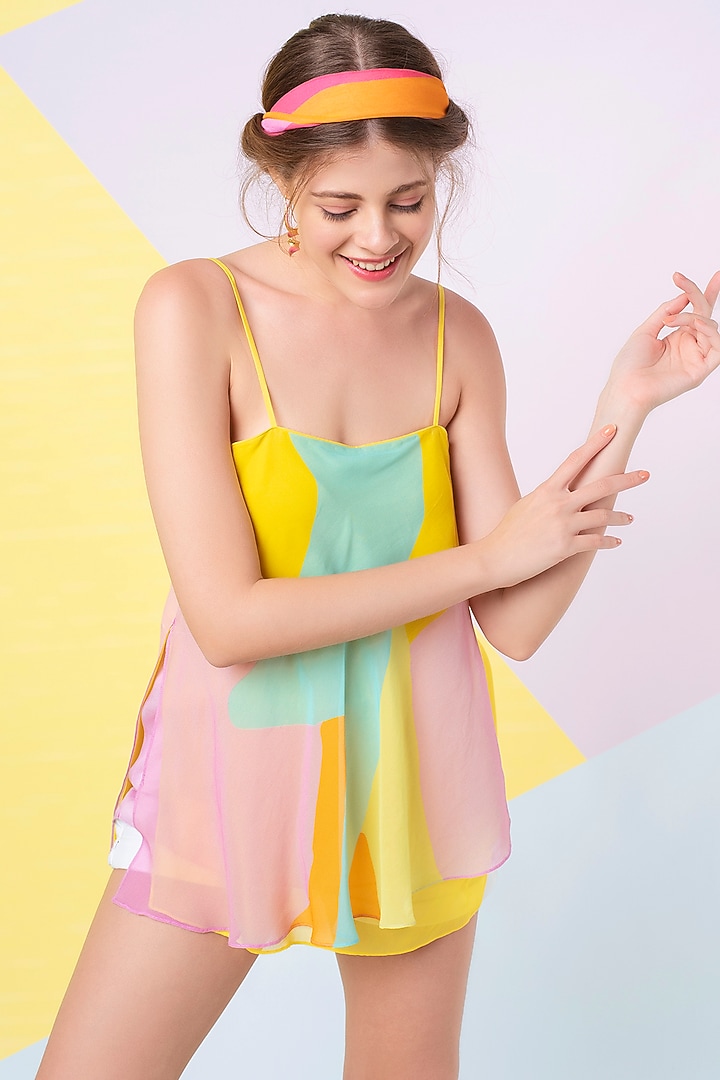 Lavender Abstract Leaf Off-Shoulder Top by Wendell Rodricks at Pernia's Pop Up Shop
