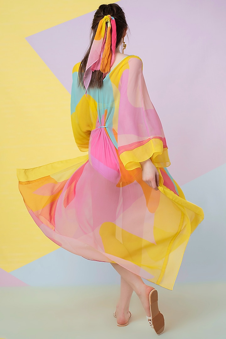 Lavender Abstract Leaf Kaftan by Wendell Rodricks at Pernia's Pop Up Shop
