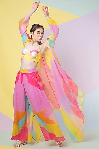 Lavender Abstract Leaf Pants by Wendell Rodricks