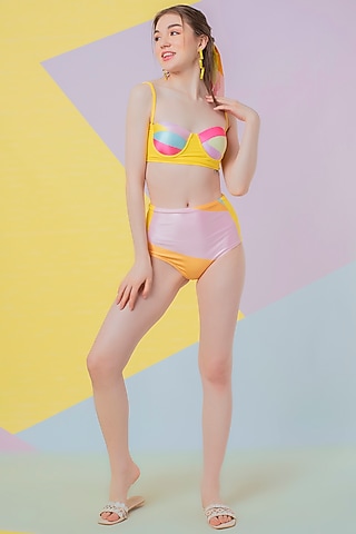 Lavender Abstract Leaf Bikini Set by Wendell Rodricks