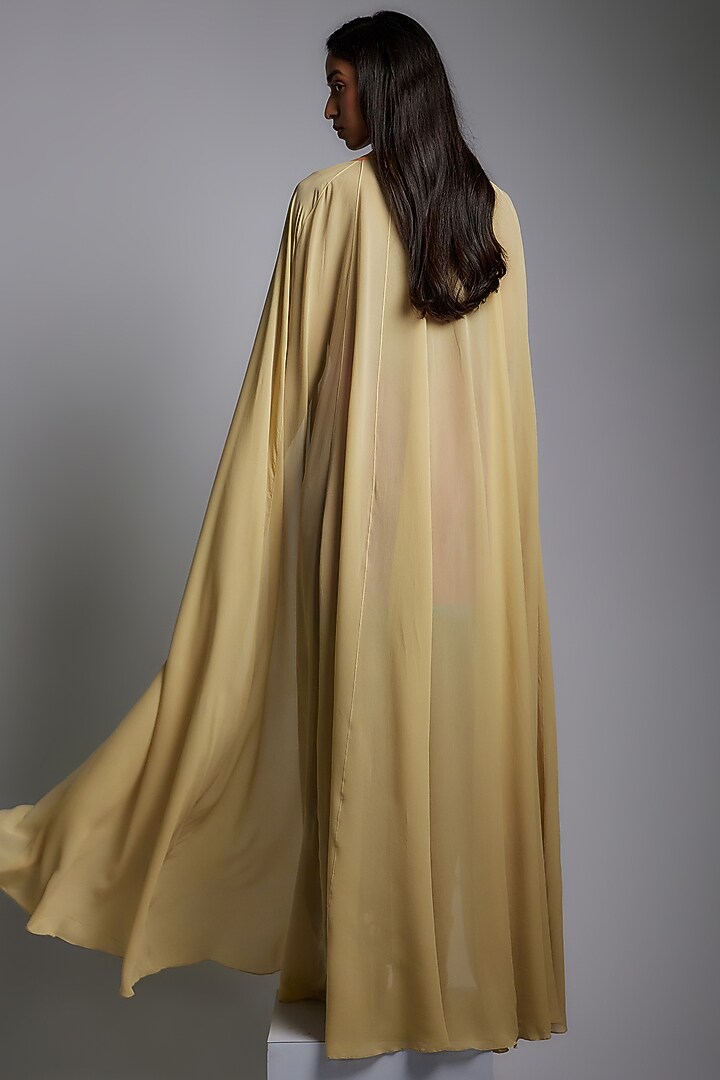 Fuchsia Raw Silk Halter Short Vacation Dress With Cape by Wendell Rodricks at Pernia's Pop Up Shop