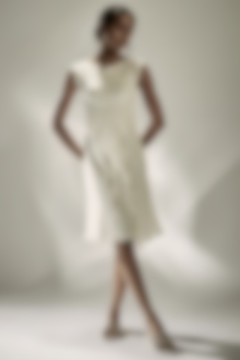 Ivory Silk Crepe Tape-Detailed Dress by Wendell Rodricks