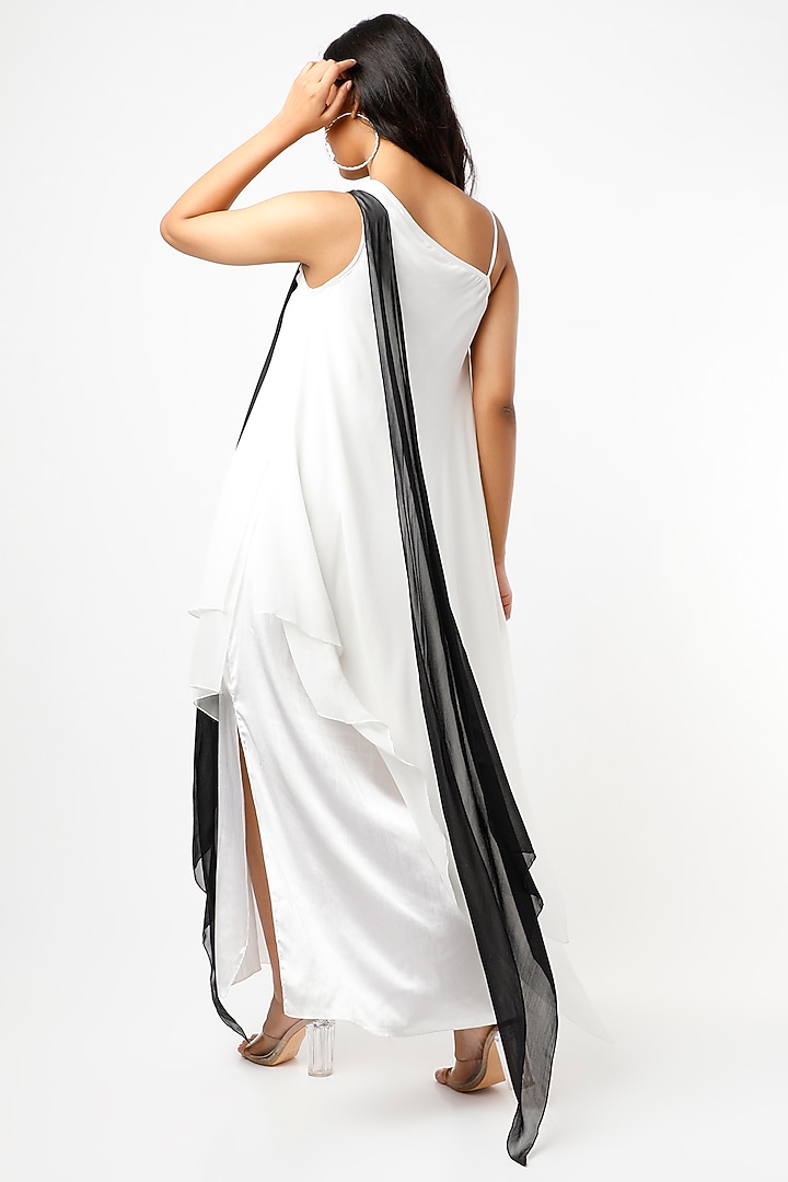 Ivory One Shoulder Layered Maxi Summer Dress by Wendell Rodricks at Pernia's Pop Up Shop